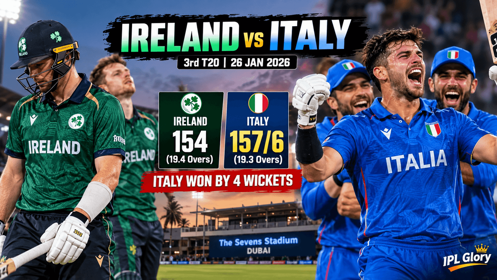 Ireland vs Italy 3rd T20 Highlights: इटली की ऐतिहासिक जीत, आखिरी ओवर का वो रोमांच! 3 Ireland vs Italy 3rd T20 Highlights: इटली की ऐतिहासिक जीत, आखिरी ओवर का वो रोमांच!