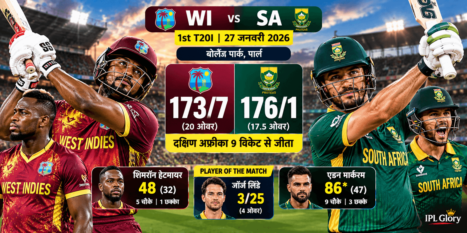 SA vs WI 2026 T20 Highlights: एडन मार्करम का तूफान और लिंडे की फिरकी, दक्षिण अफ्रीका की बड़ी जीत 3 SA vs WI 2026 T20 Highlights: एडन मार्करम का तूफान और लिंडे की फिरकी, दक्षिण अफ्रीका की बड़ी जीत