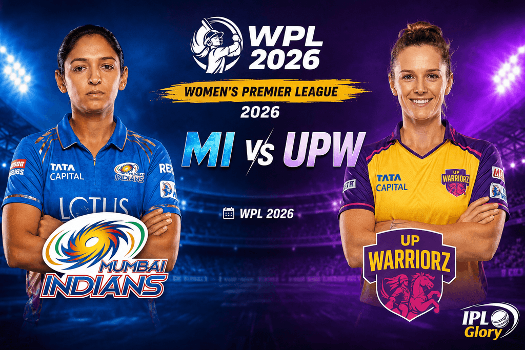 WPL 2026 MI vs UP Warriorz match poster