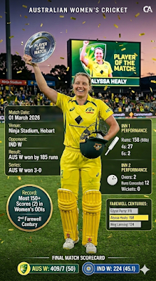 IND W vs AUS W Highlights: एलिसा हीली का ऐतिहासिक विदाई शतक, ऑस्ट्रेलिया ने भारत को 185 रनों से रौंदा!