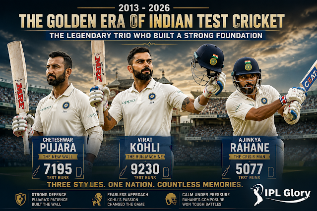 Indian Test Cricket Golden Era (2013–2026) – Pujara, Kohli & Rahane Test Runs Stats