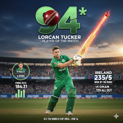 Ireland vs Oman T20 Highlights: Lorcan Tucker की तबाही, आयरलैंड ने ओमान को 96 रनों से रौंदा!