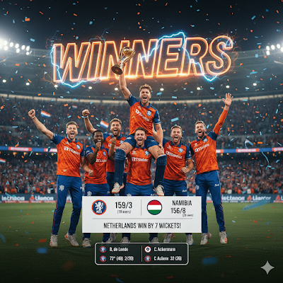 Netherlands vs Namibia Highlights 2026: बास डी लीडे के तूफान में उड़ा नामीबिया, नीदरलैंड्स की धमाकेदार जीत!