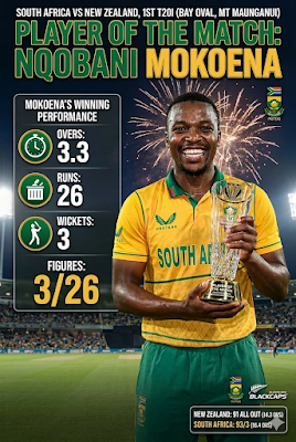 NZ vs SA T20 Highlights 2026: 91 रनों पर ढेर हुई न्यूजीलैंड, साउथ अफ्रीका ने 7 विकेट से मैच जीता।