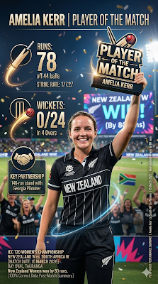 SA W vs NZ W Highlights: अमेलिया केर का तूफान, न्यूज़ीलैंड ने दक्षिण अफ्रीका को 80 रनों से हराया