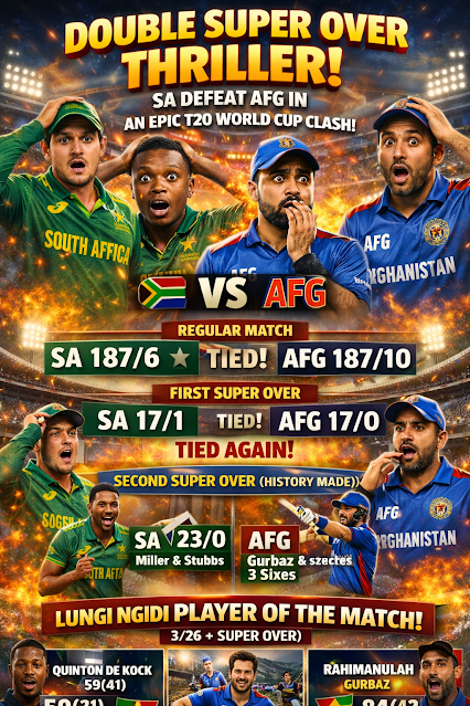 South Africa vs Afghanistan Highlights 2026: 2 Super Overs में खत्म हुआ ऐतिहासिक मैच! जानें पल-पल का रोमांच
