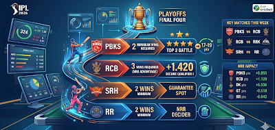IPL 2026 Playoff Scenarios: पॉइंट्स टेबल का पूरा गणित, कौन सी 4 टीमें मारेंगी बाजी?