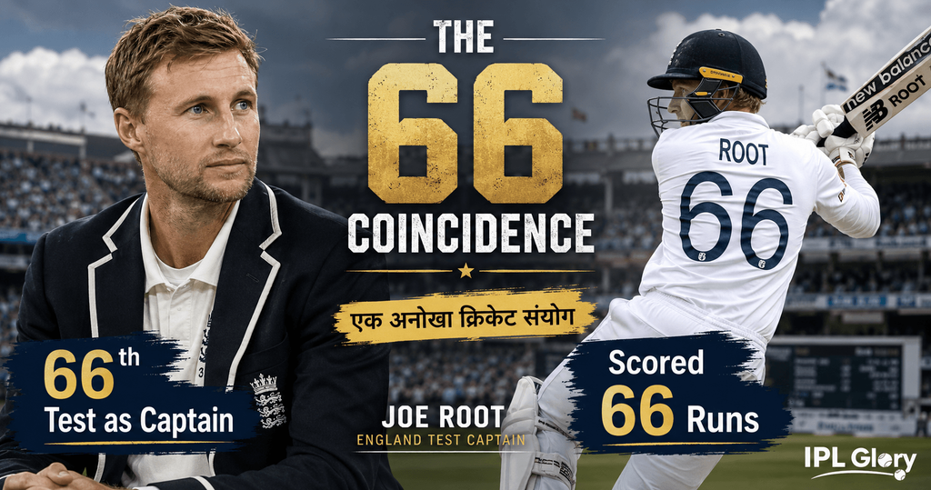 oe Root 66 Coincidence graphic showing jersey number 66, 66th test as captain, and scoring 66 runs in England vs Pakistan match.