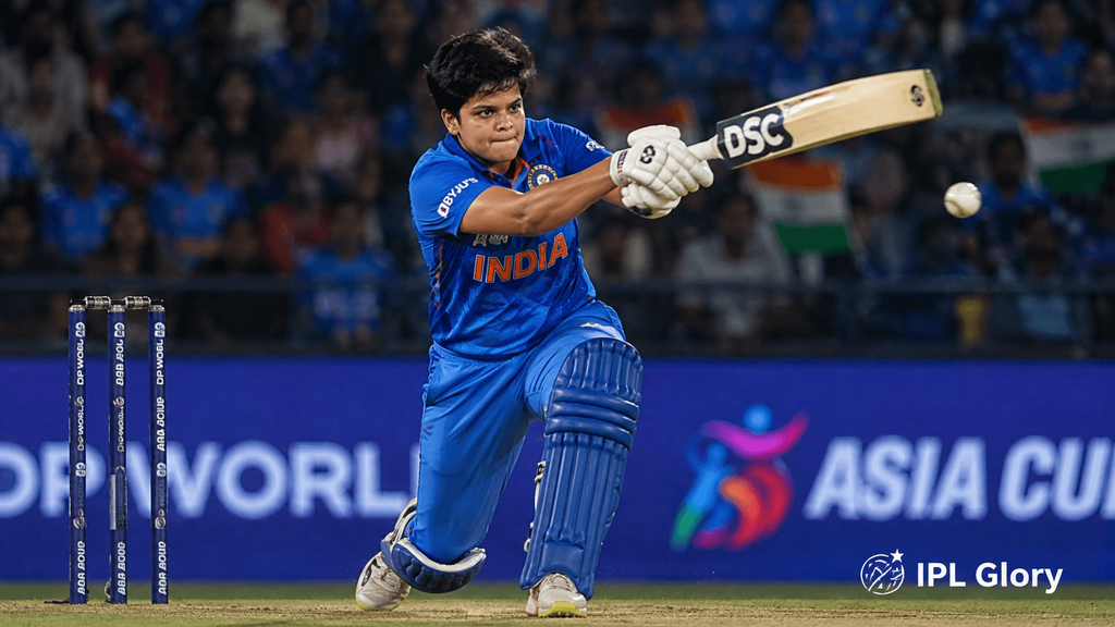 Shefali Verma playing an aggressive shot for India against Bangladesh in Women's Asia Cup 2026 semifinal